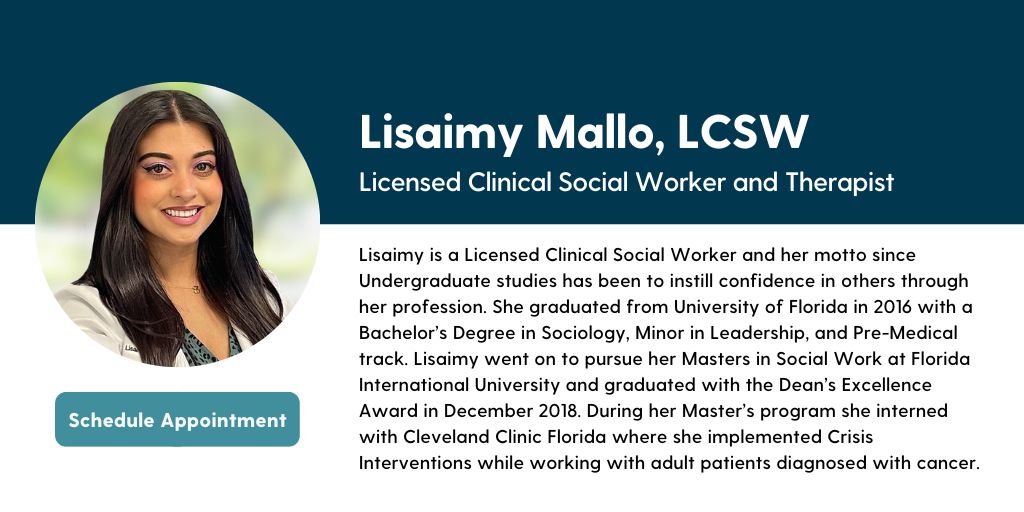 Schedule Appointment with Lisaimy Mallo, LCSW