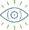 A simple line drawing of an eye with radiating lines around it, suggesting the concept of vision or awareness. The eye is outlined in blue, and the lines are green.