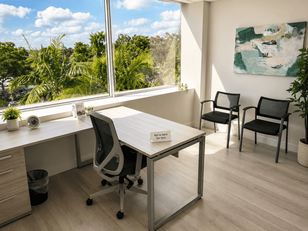 Psychiatry Office in Plantation FL | Mental Health Appointments Comfortable mental health consultation office in Plantation, FL providing psychiatry, medication management, therapy, and mental health appointments for Broward County and South Florida.