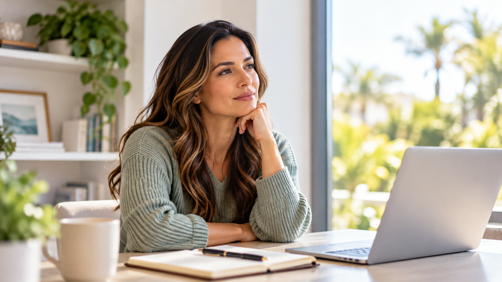 Woman reflecting on questions to ask her doctor about depression